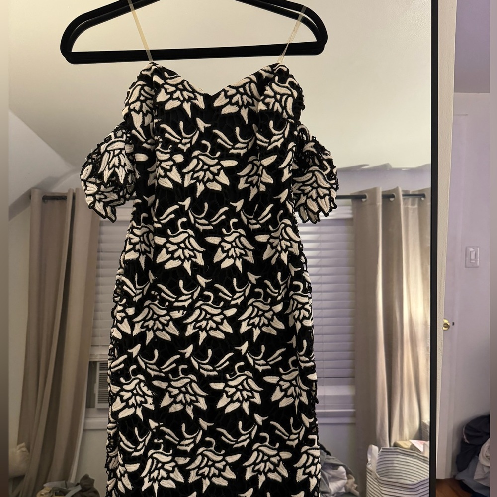 Thick Lace Midi off Shoulder Dress